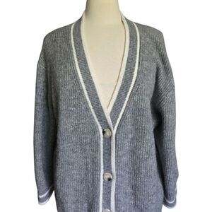 A New Day Grey Oversized Button-Front Cardigan - M